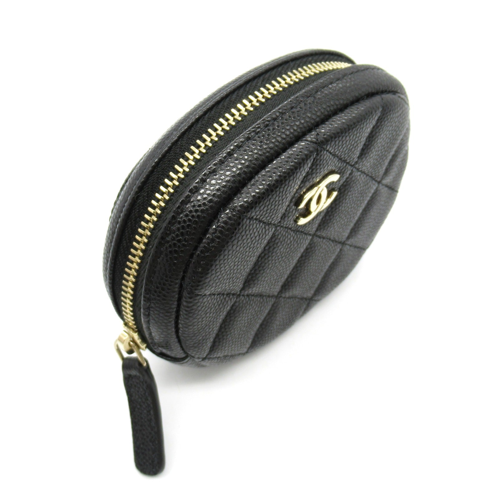 Chanel Matelasse Coin Case Leather Black