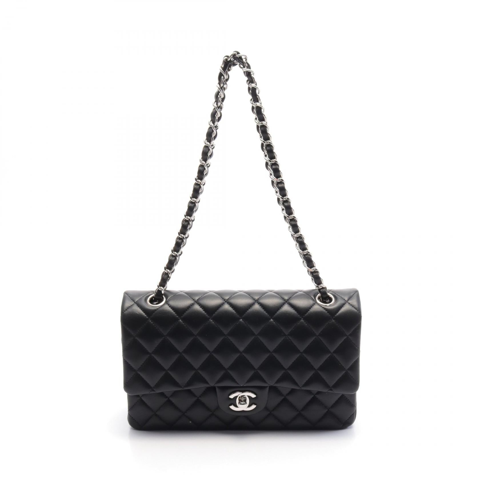 Chanel Lambskin Matelasse W Flap Shoulder Bag