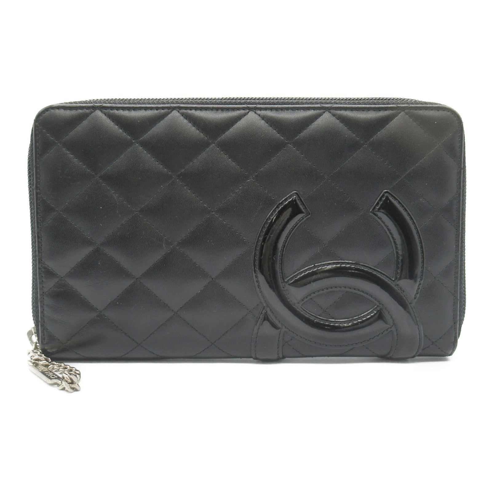 Chanel Cambon Leather Enamel Wallet Black