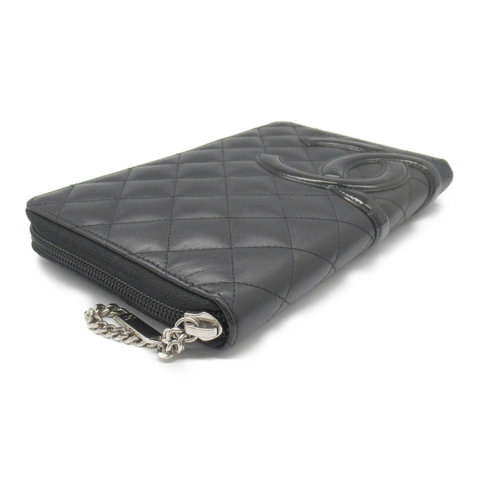 Chanel Cambon Leather Enamel Wallet Black