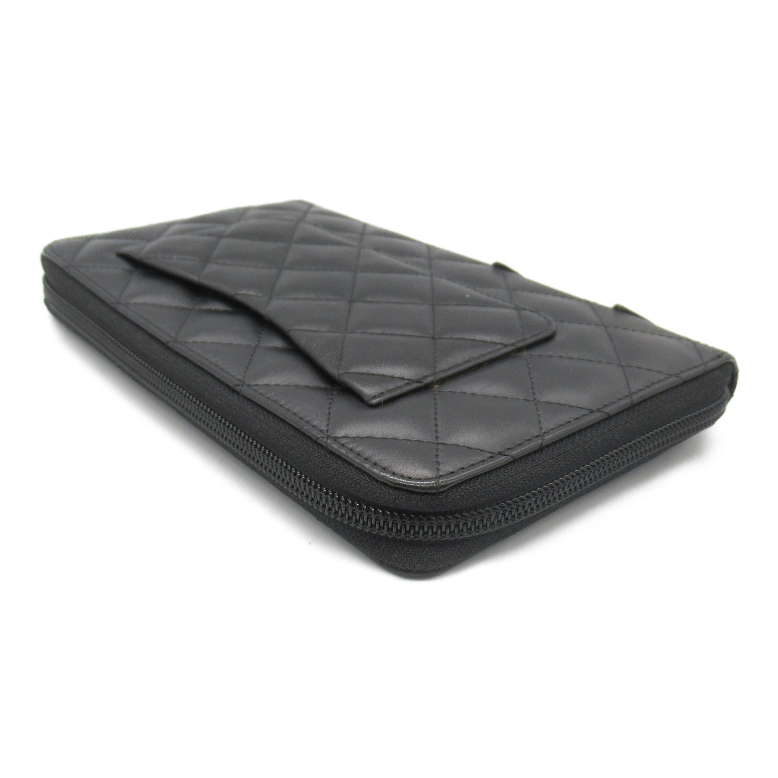 Chanel Cambon Leather Enamel Wallet Black