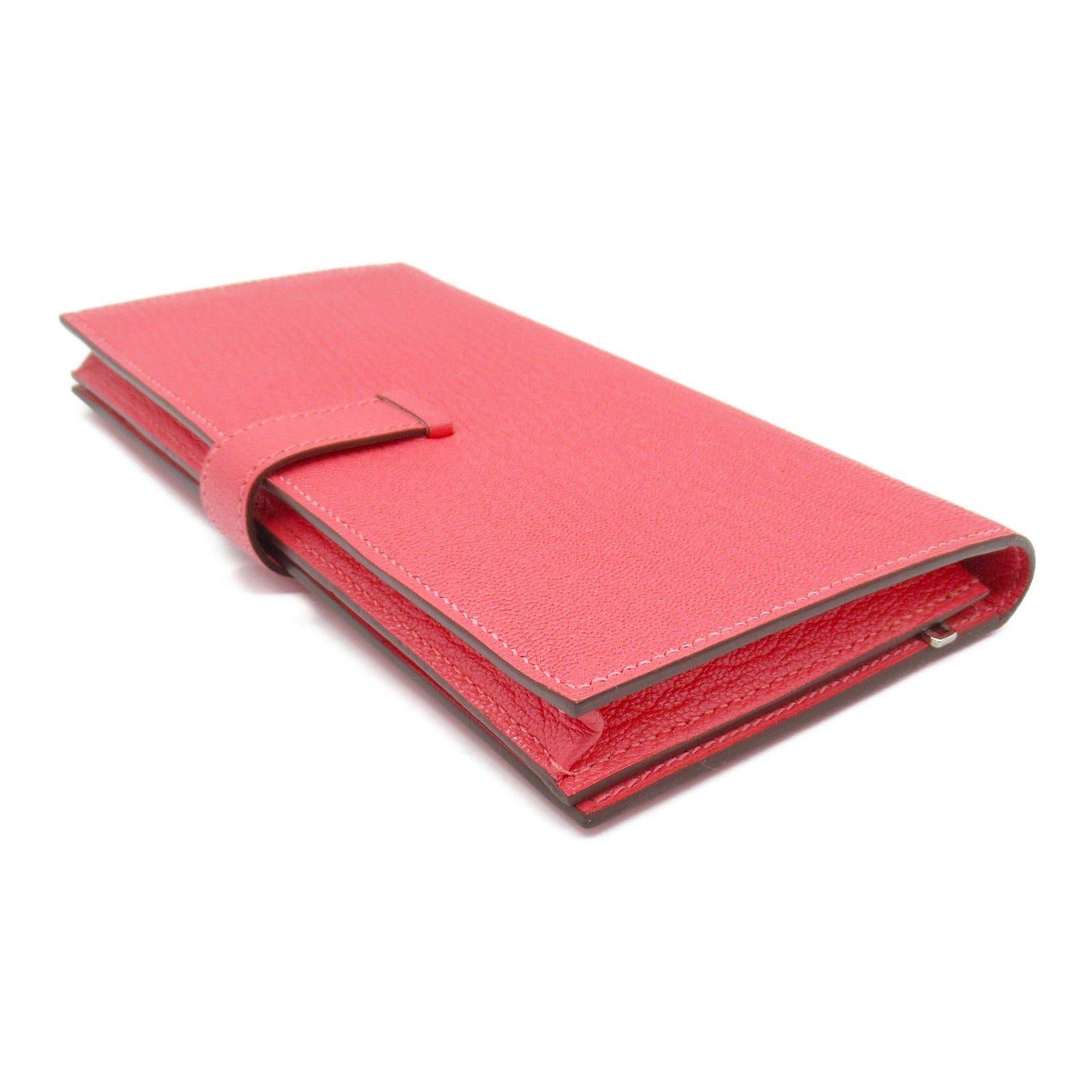 Hermes Chevre Leather Bearn Souffle Long Wallet Pink