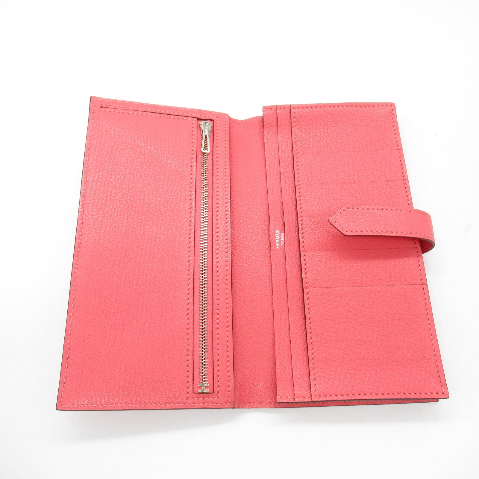 Hermes Chevre Leather Bearn Souffle Long Wallet Pink