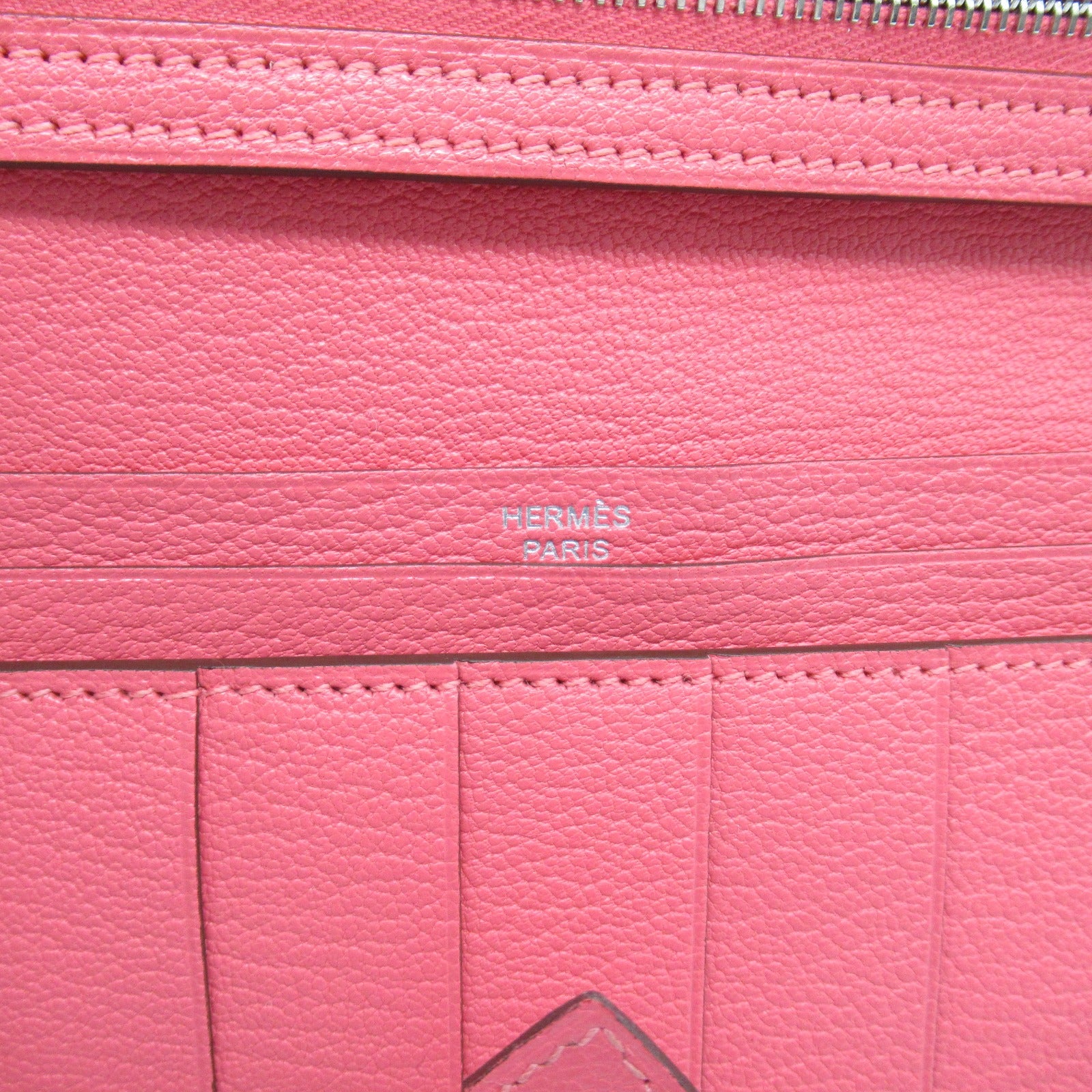 Hermes Chevre Leather Bearn Souffle Long Wallet Pink