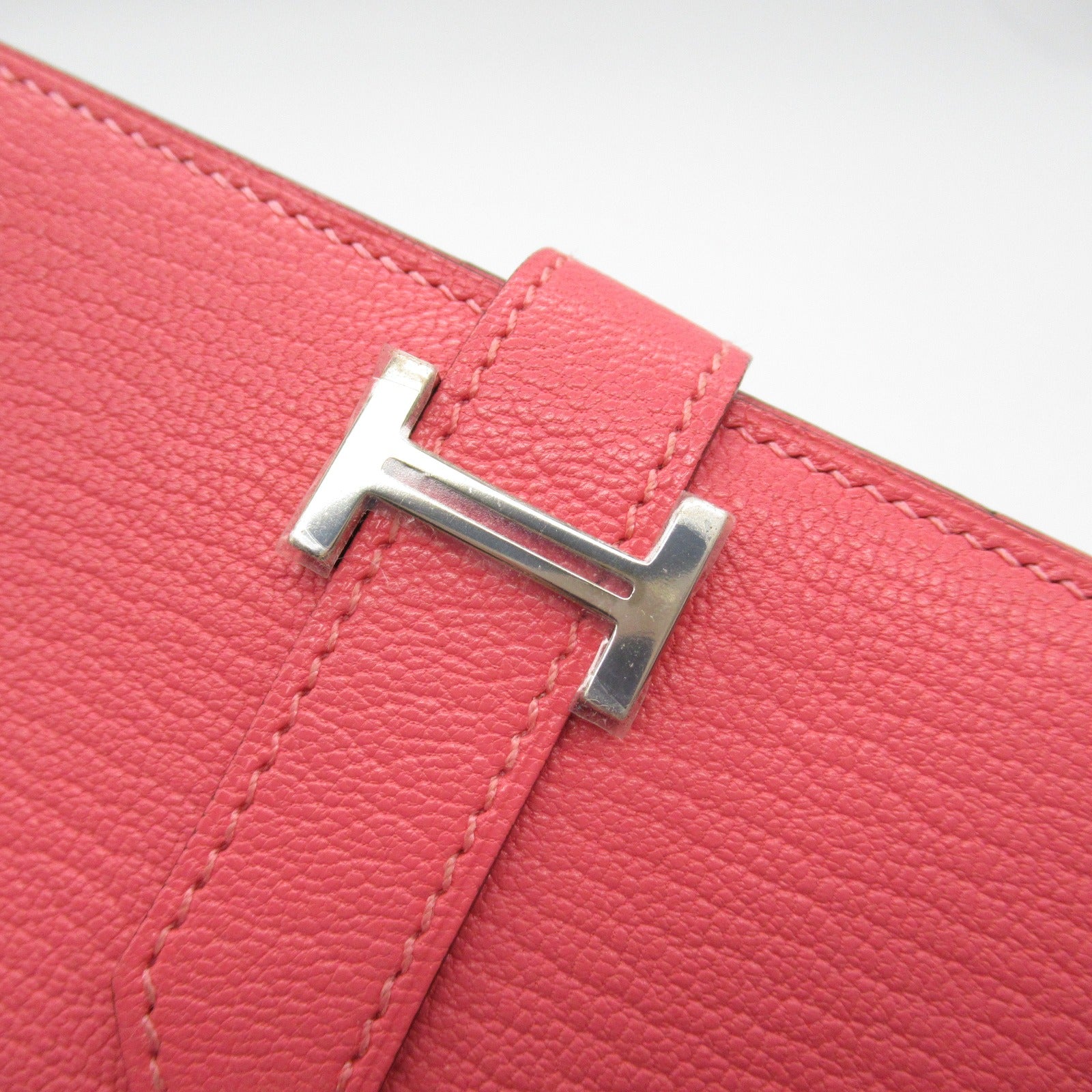 Hermes Chevre Leather Bearn Souffle Long Wallet Pink