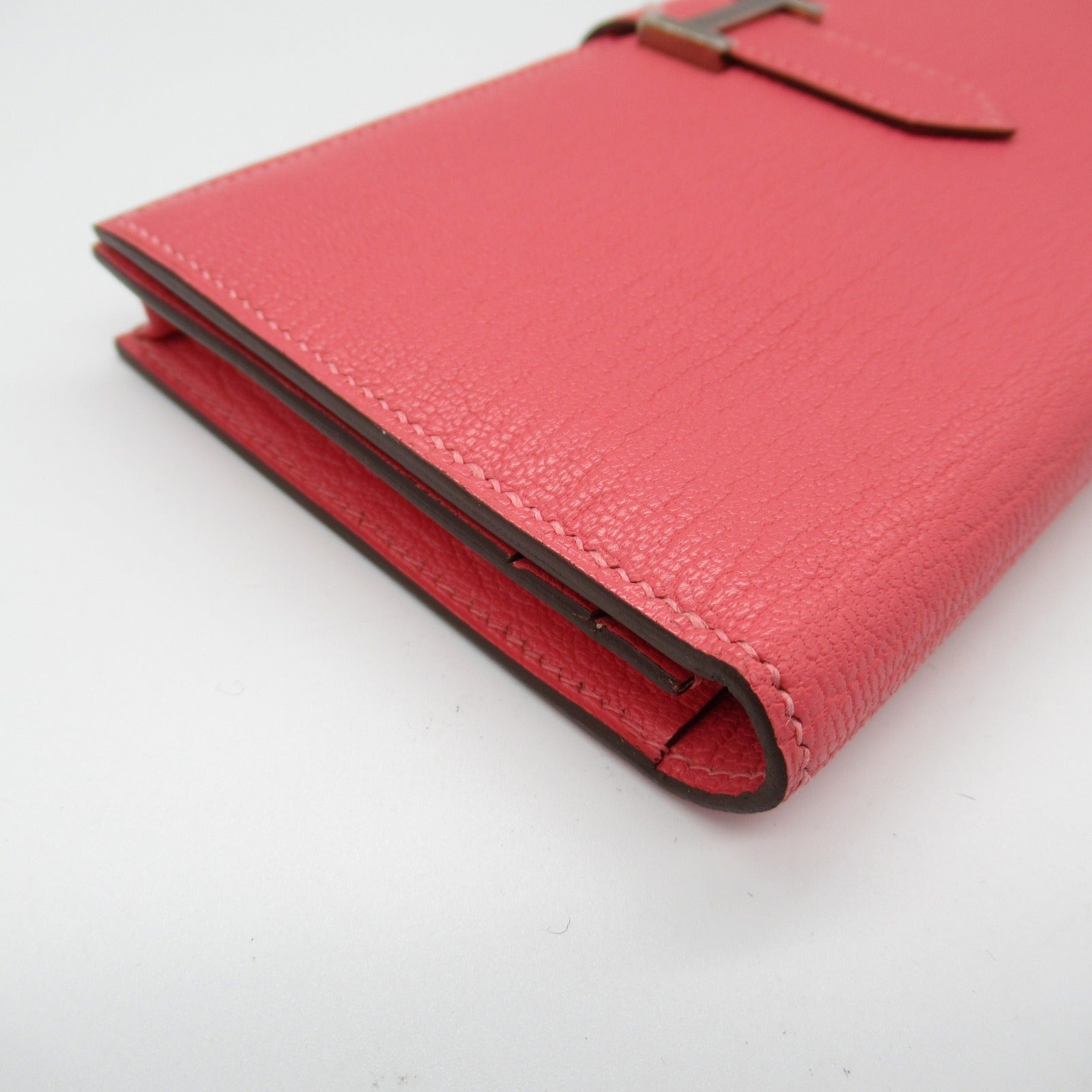 Hermes Chevre Leather Bearn Souffle Long Wallet Pink