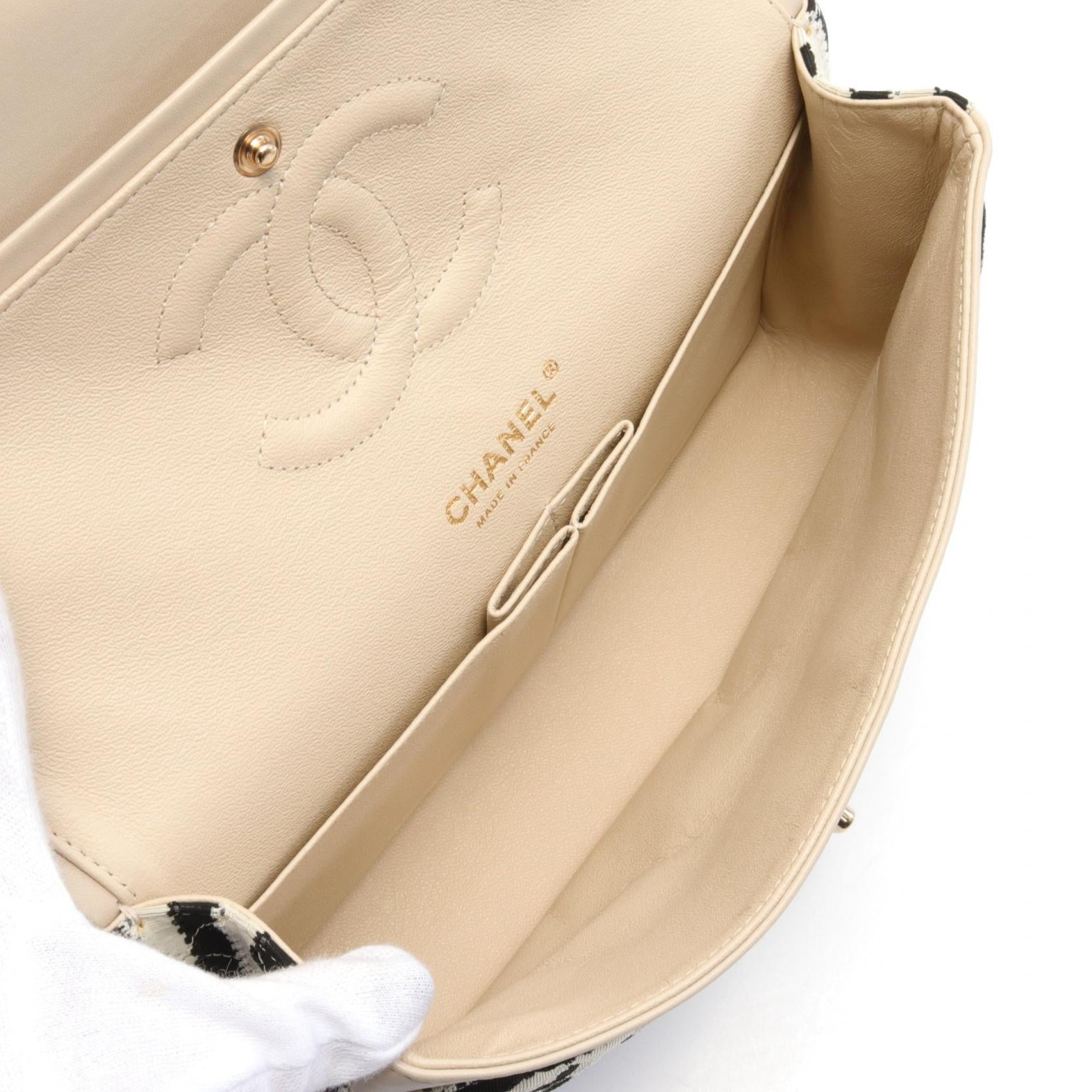 Chanel Matelasse W Flap Shoulder Bag Leather Cotton