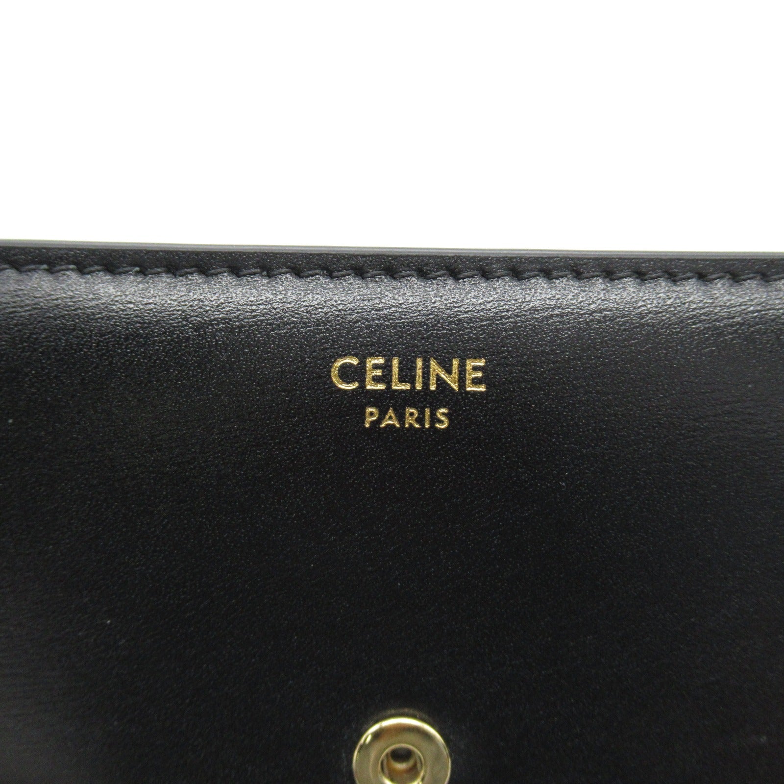 Celine Leather Triomphe Trifold Wallet Black