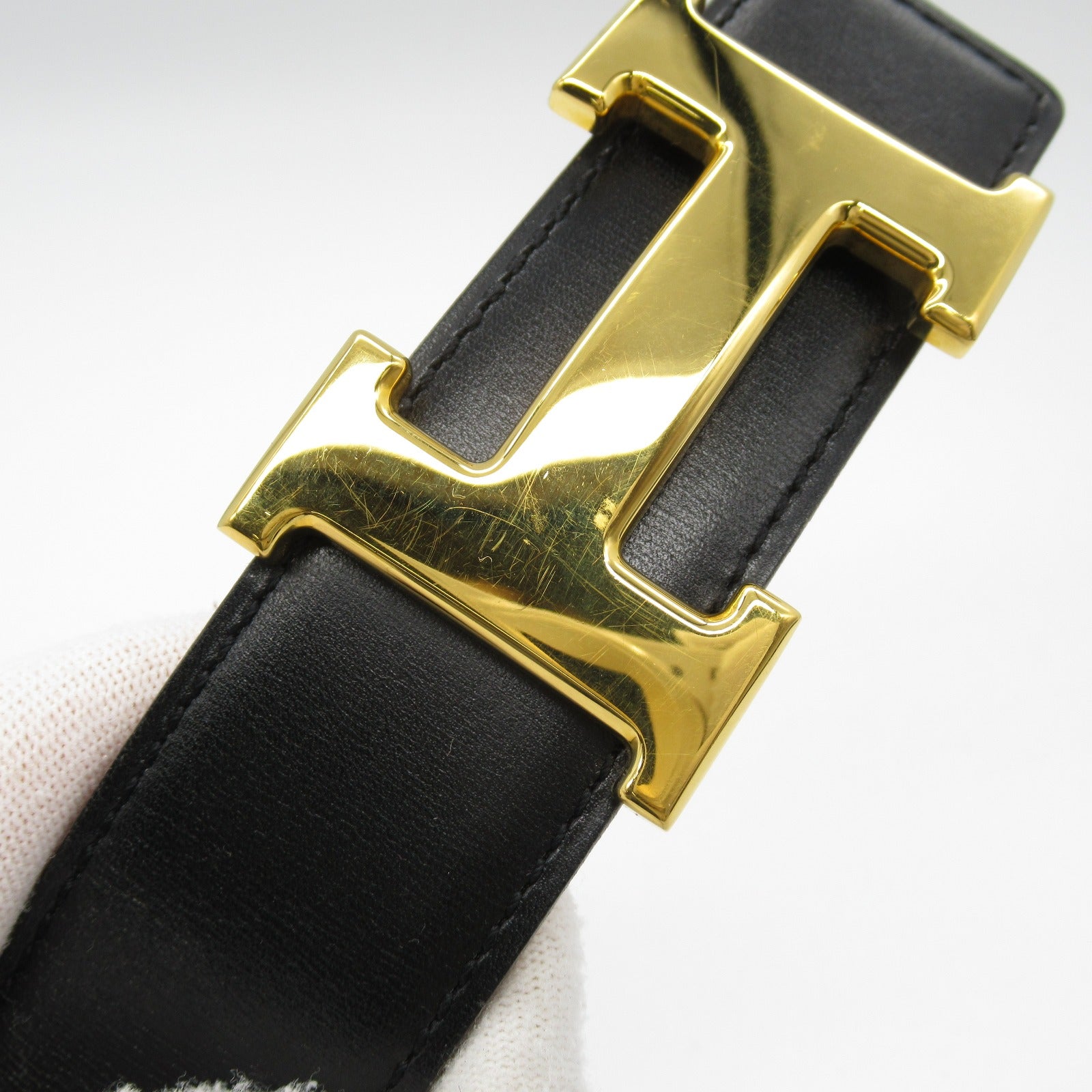 Hermes Constance Leather Belt Black