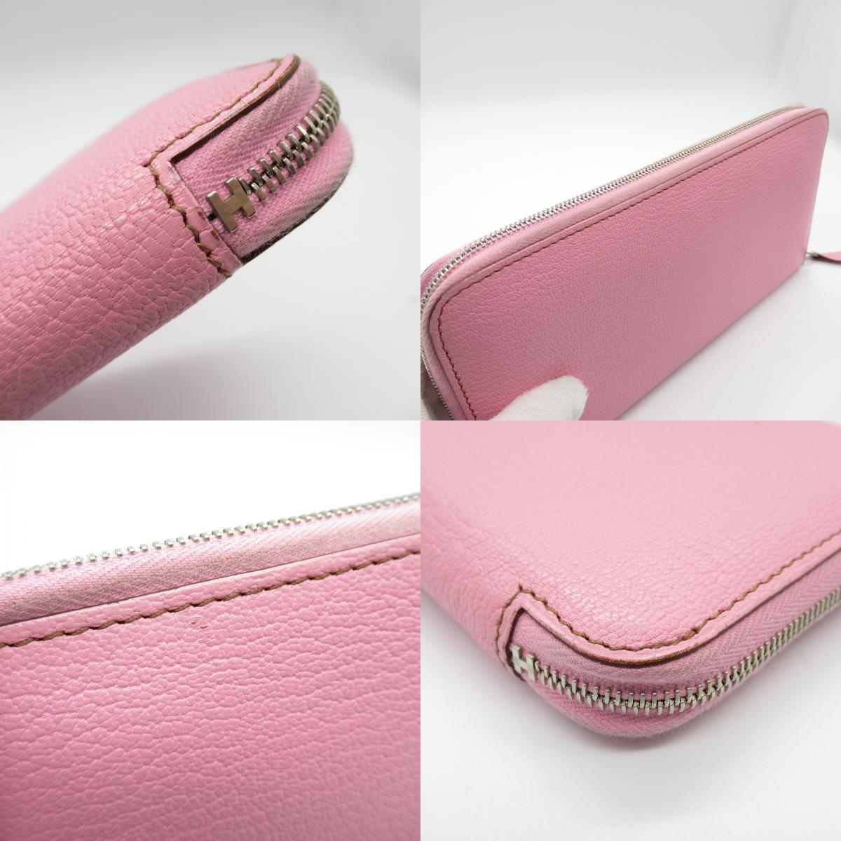 Hermes Chevre Leather Azap Long Wallet Pink