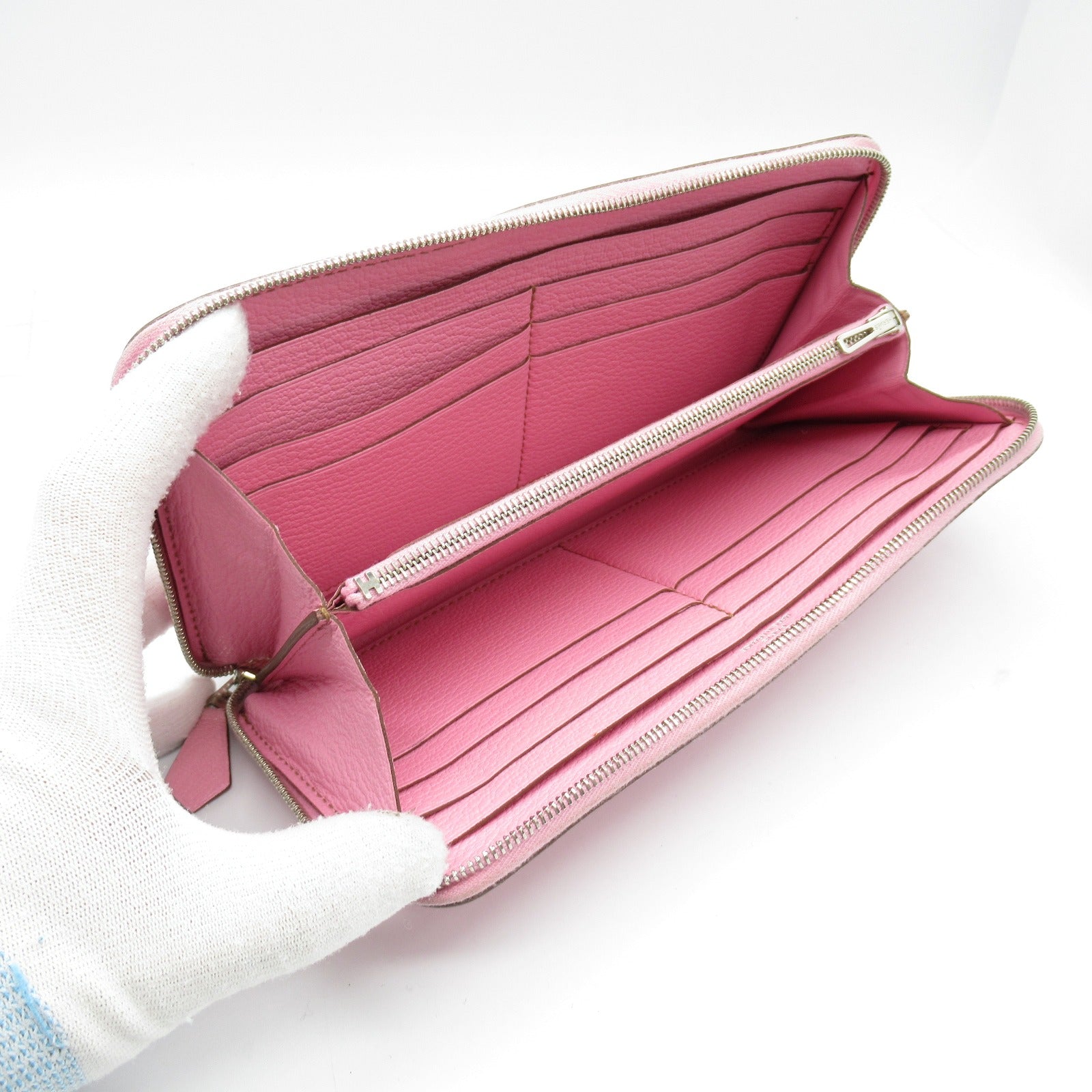 Hermes Chevre Leather Azap Long Wallet Pink