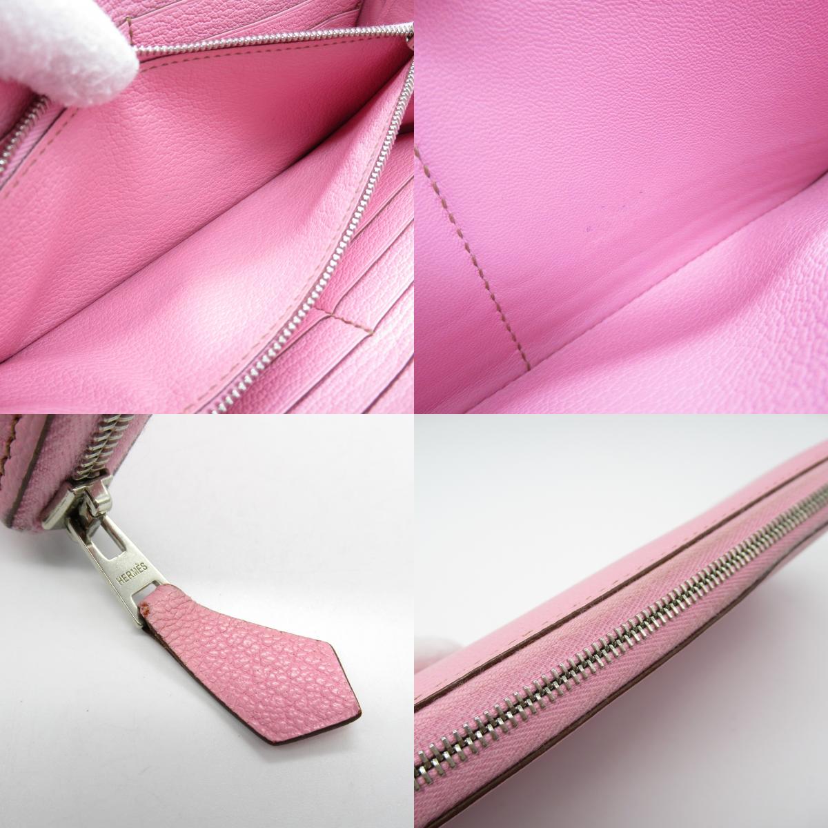 Hermes Chevre Leather Azap Long Wallet Pink