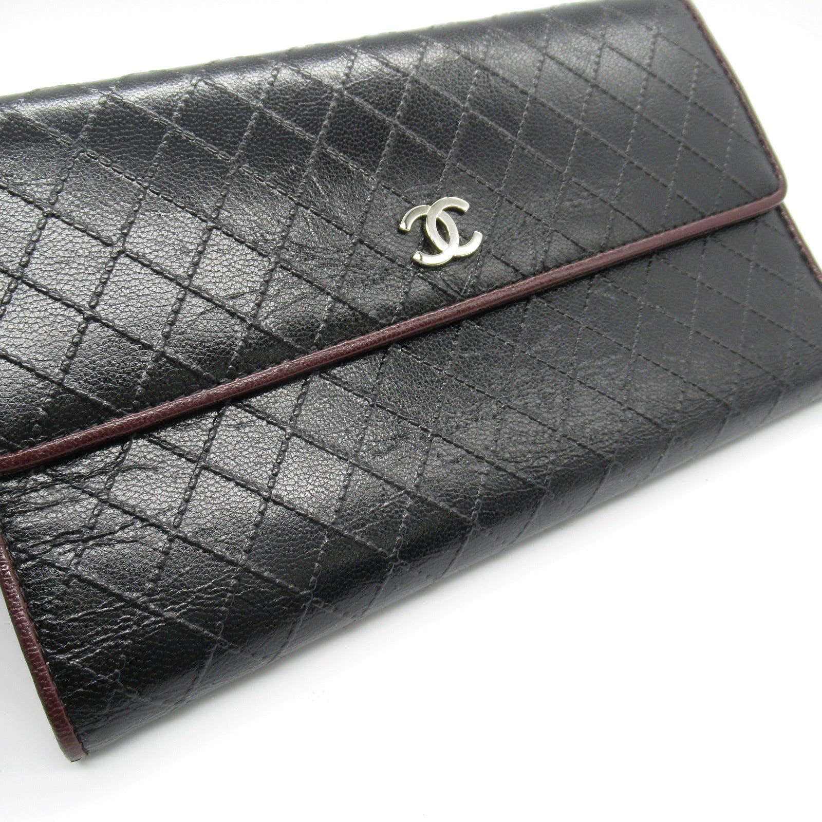 Chanel Leather Bicolor Tri-fold Wallet