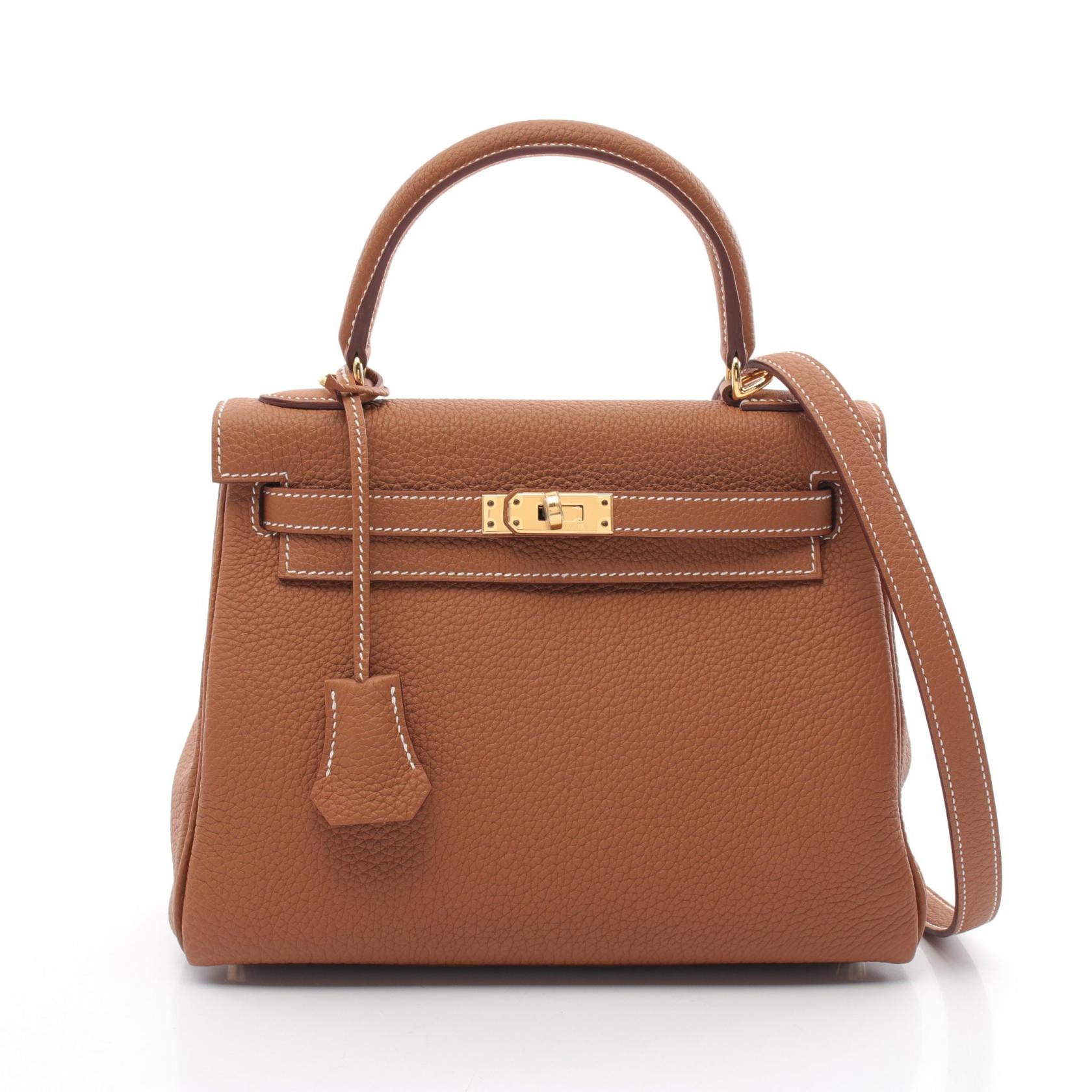 Hermes Kelly 25 Gold Handbag Brown