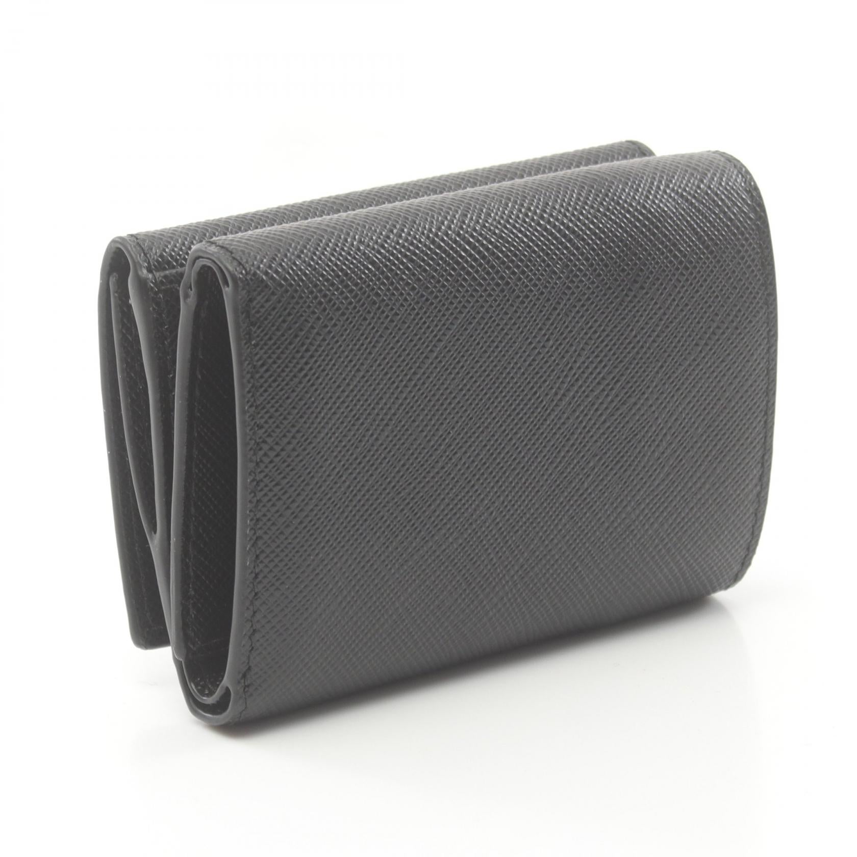 Prada Saffiano Leather Tri-Fold Wallet Black