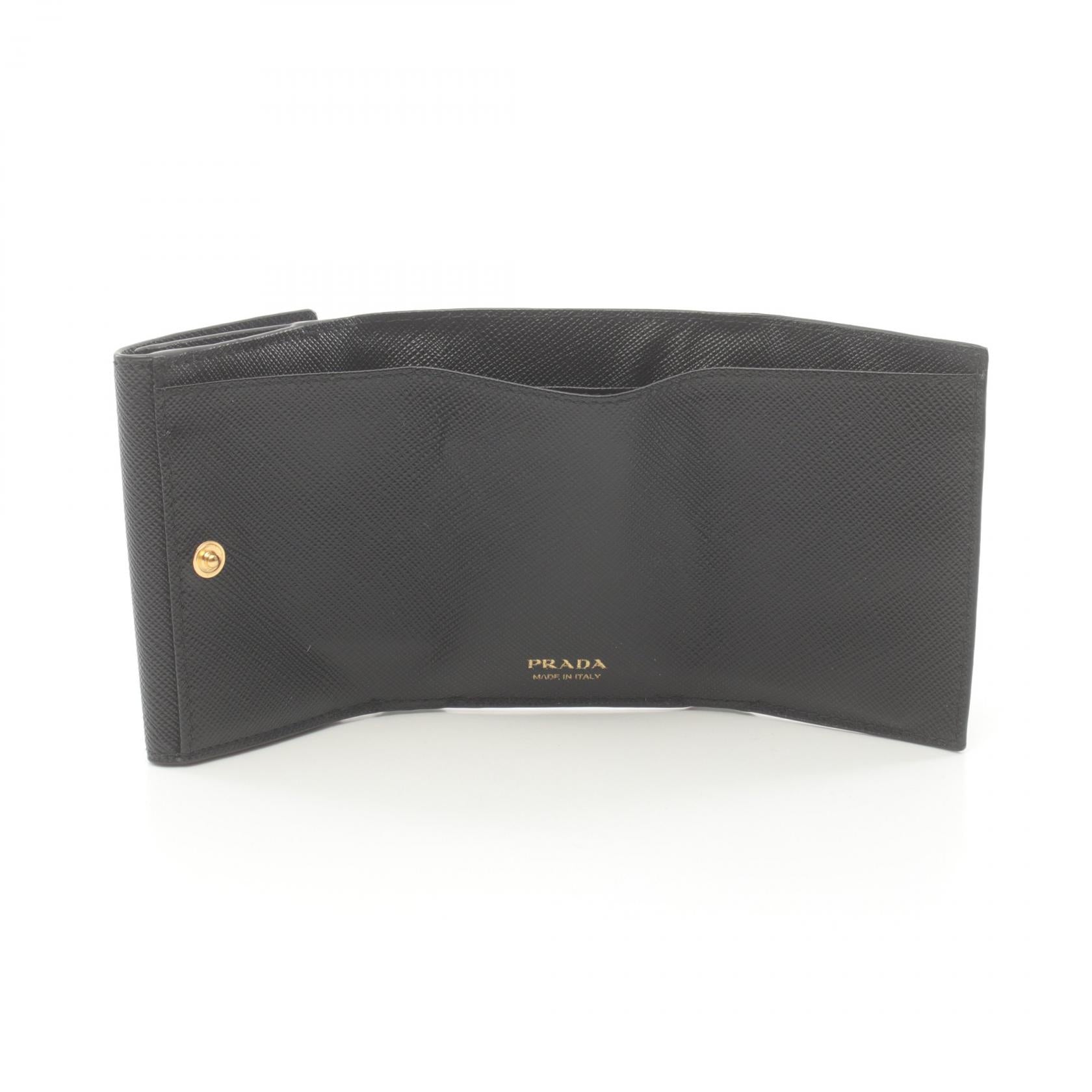 Prada Saffiano Leather Tri-Fold Wallet Black