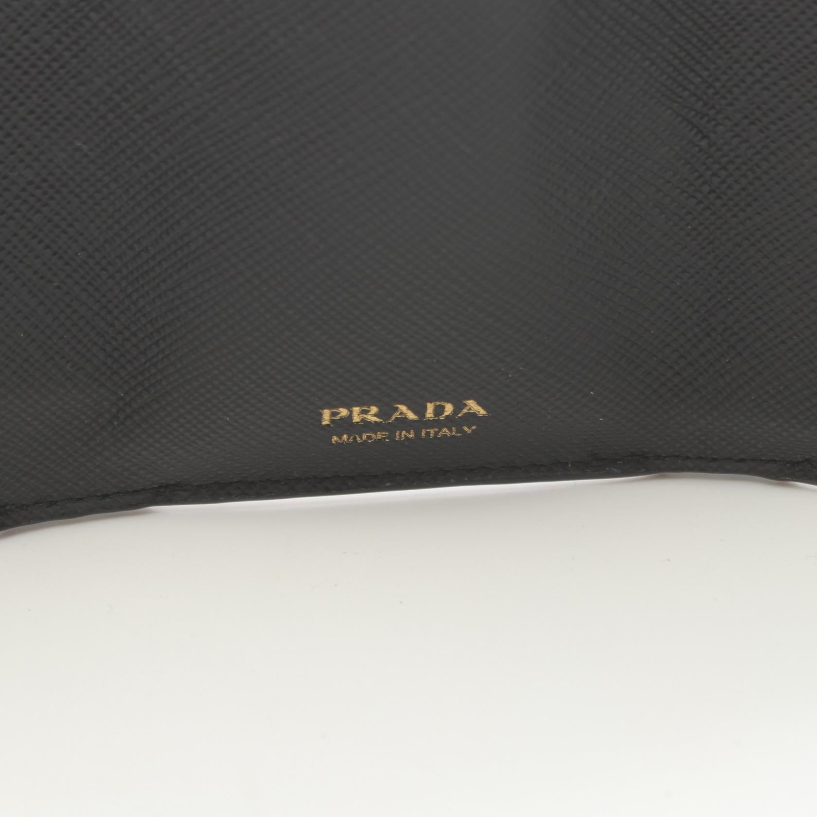 Prada Saffiano Leather Tri-Fold Wallet Black