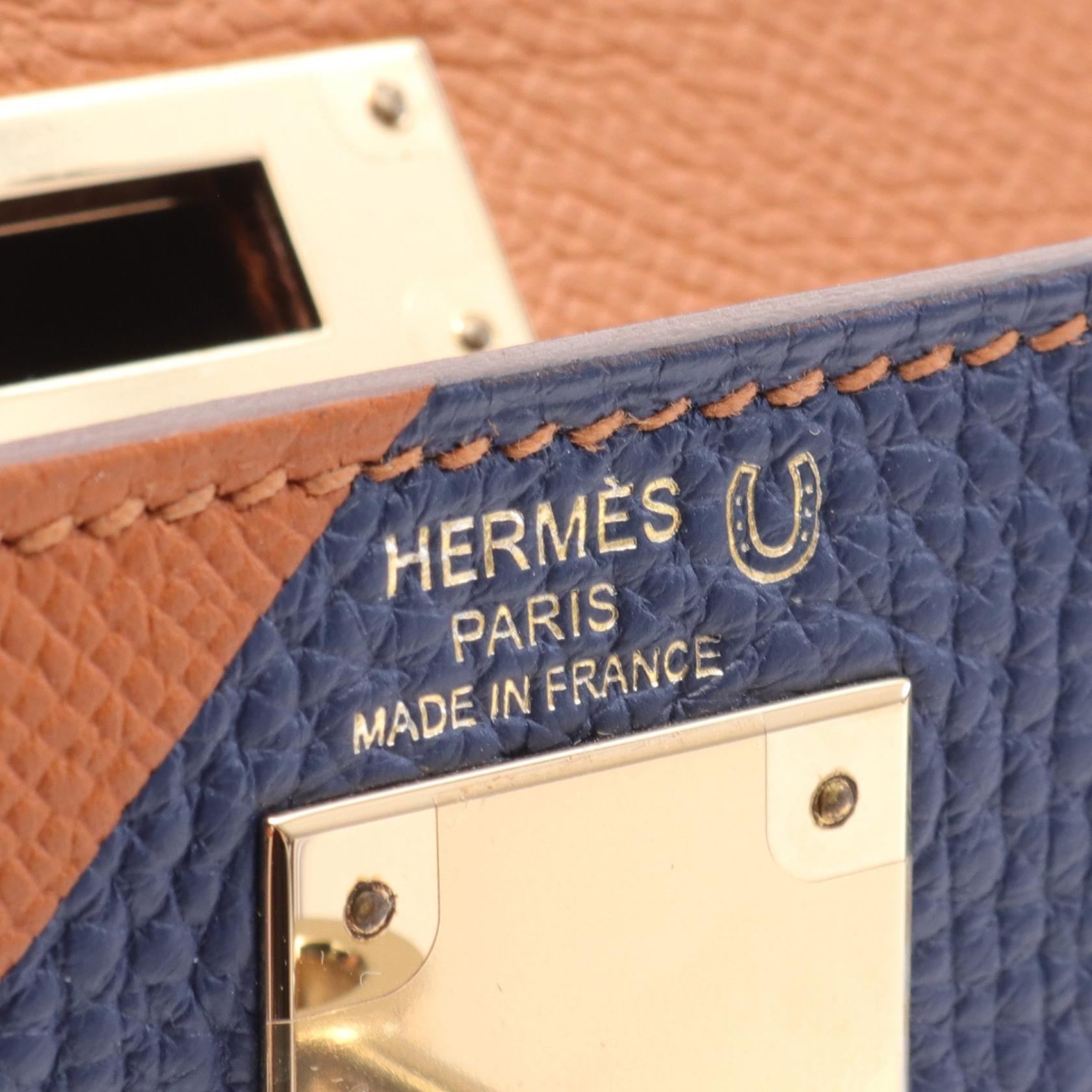 Hermes Kelly Letter 28 Handbag Brown/Blue