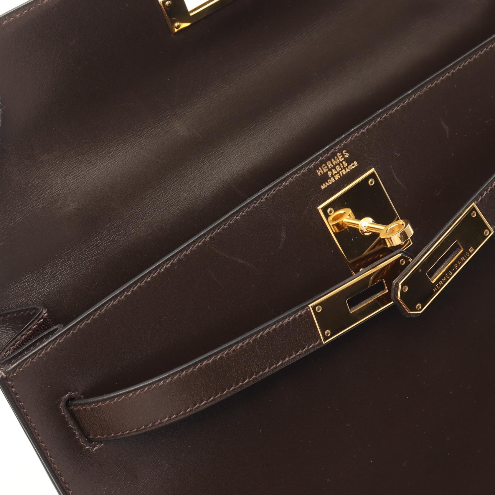 Hermes Kelly 32 Handbag Brown Leather