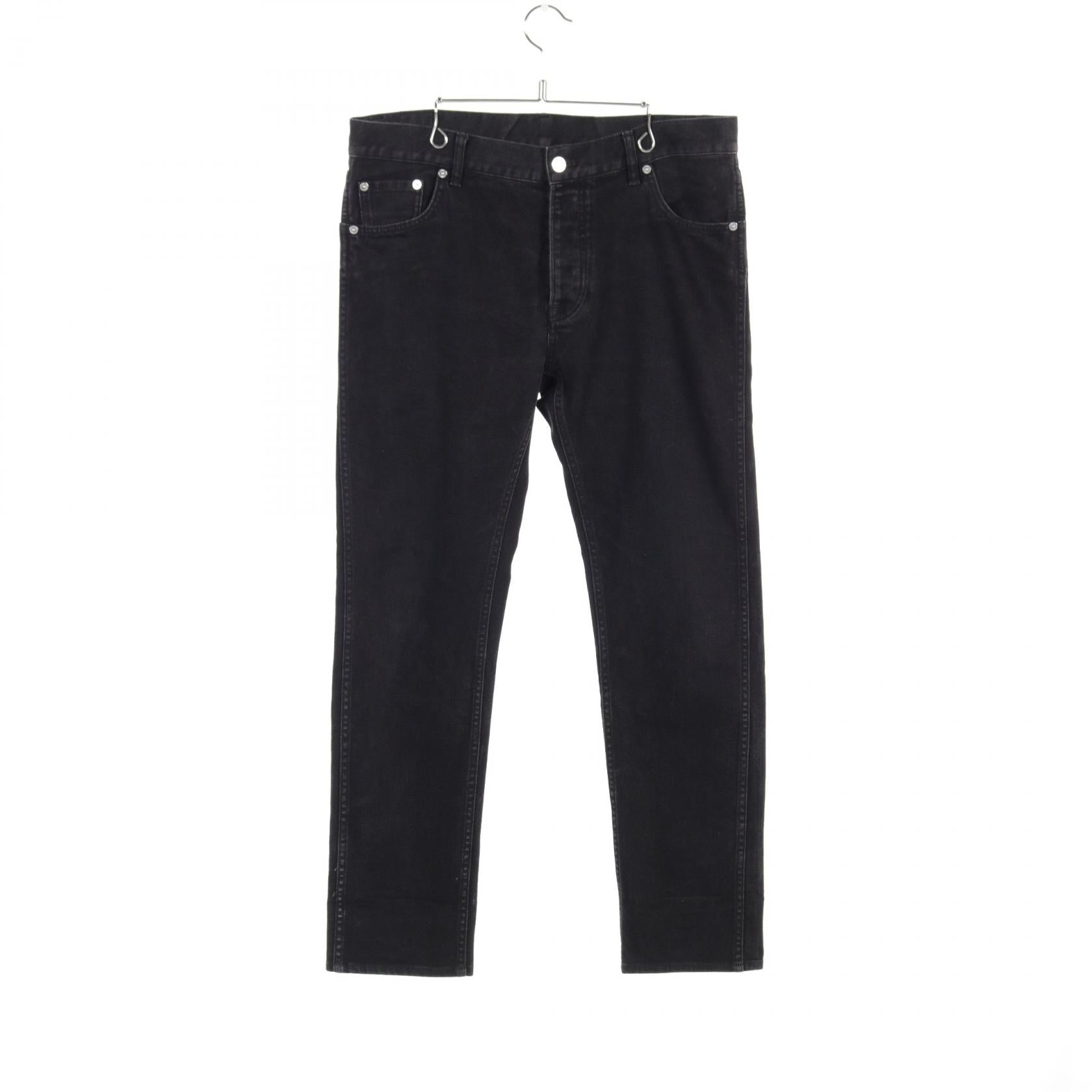 Berluti Script Print Denim Pants Cotton Black