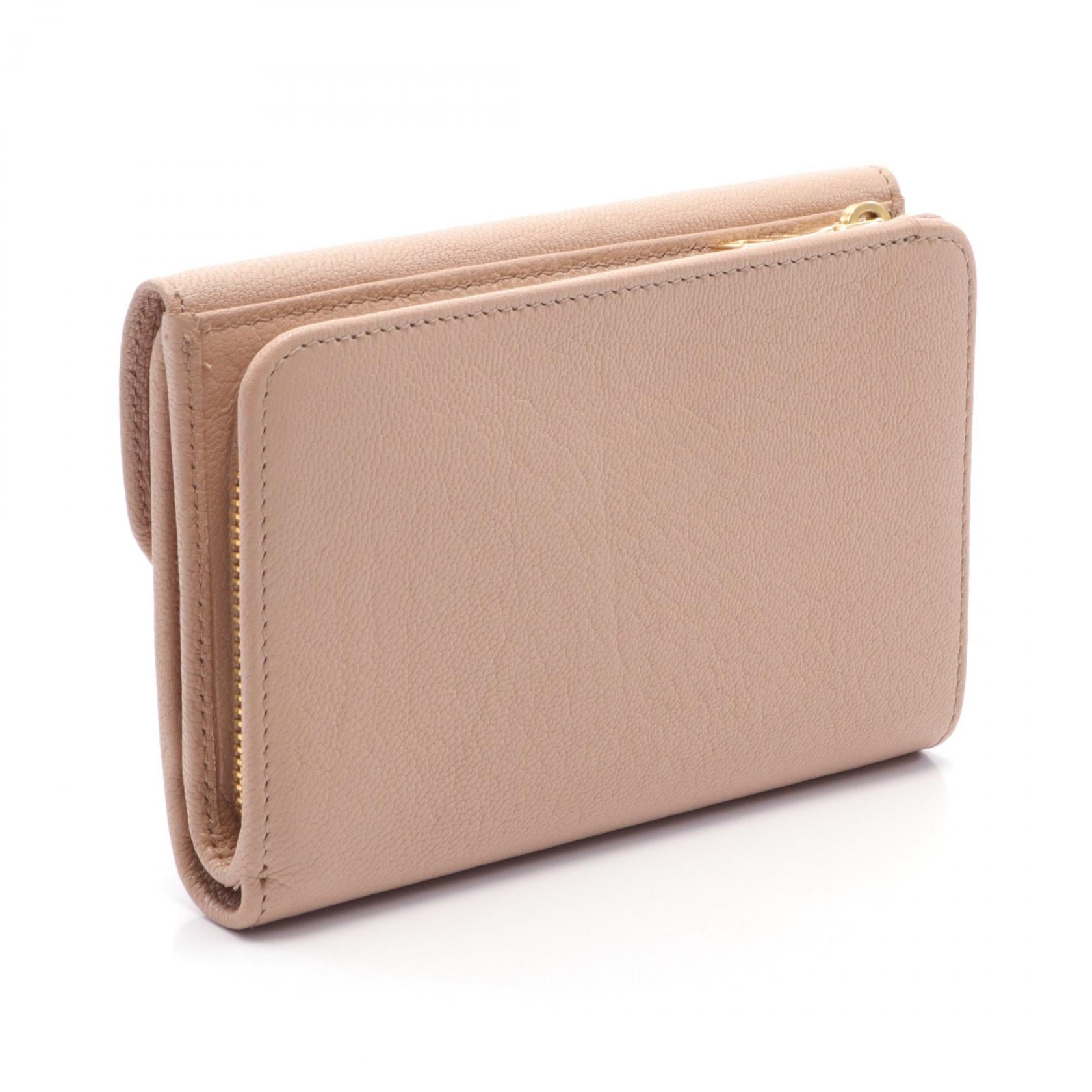 Miu Miu Leather Tri-fold Wallet Pink