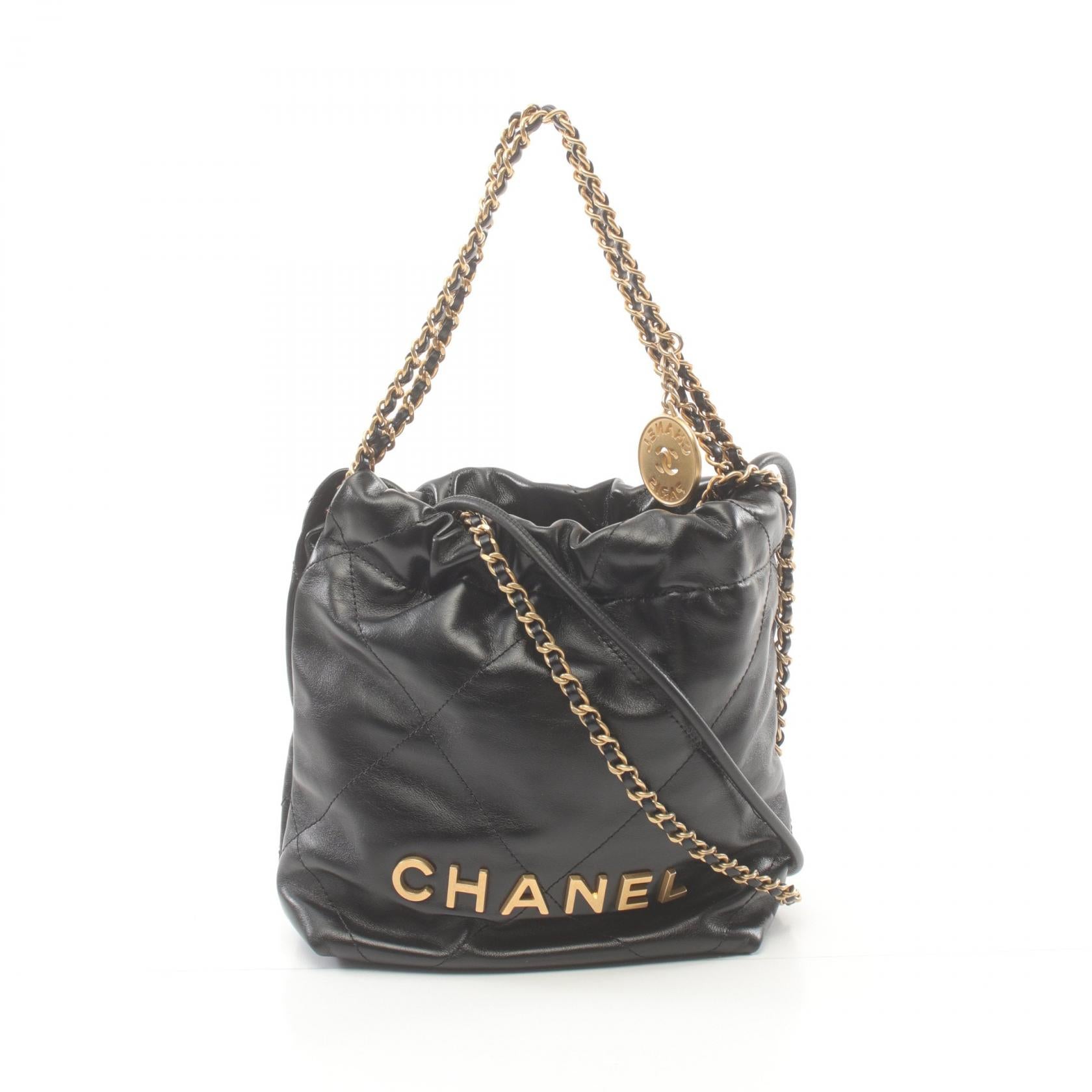 Chanel 22 Mini Leather Shoulder Bag Black