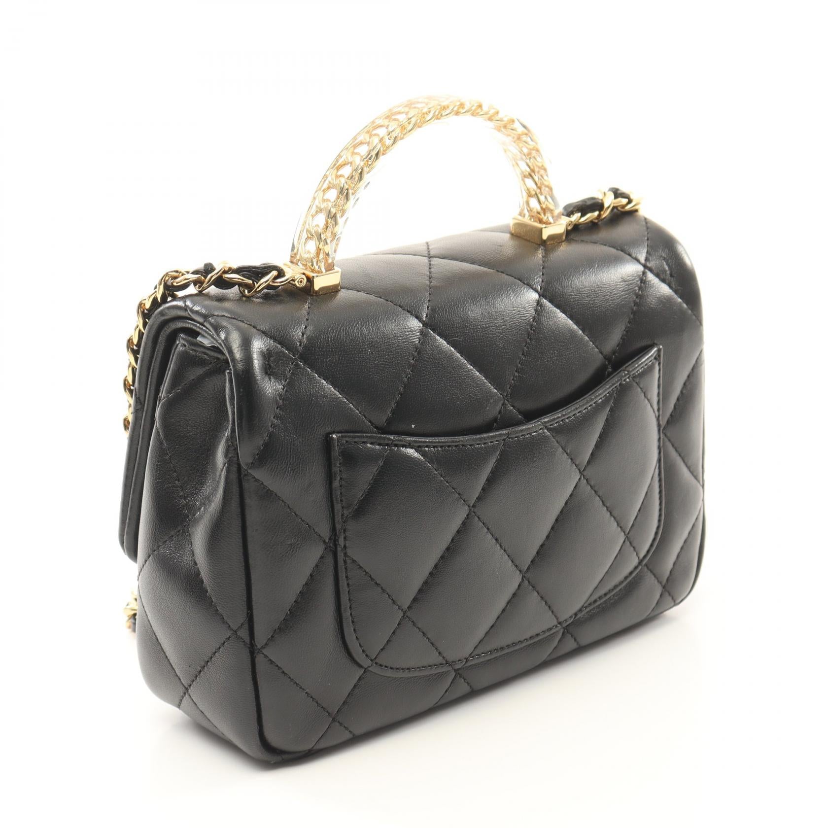 Chanel Lambskin Top Handle Shoulder Bag Black