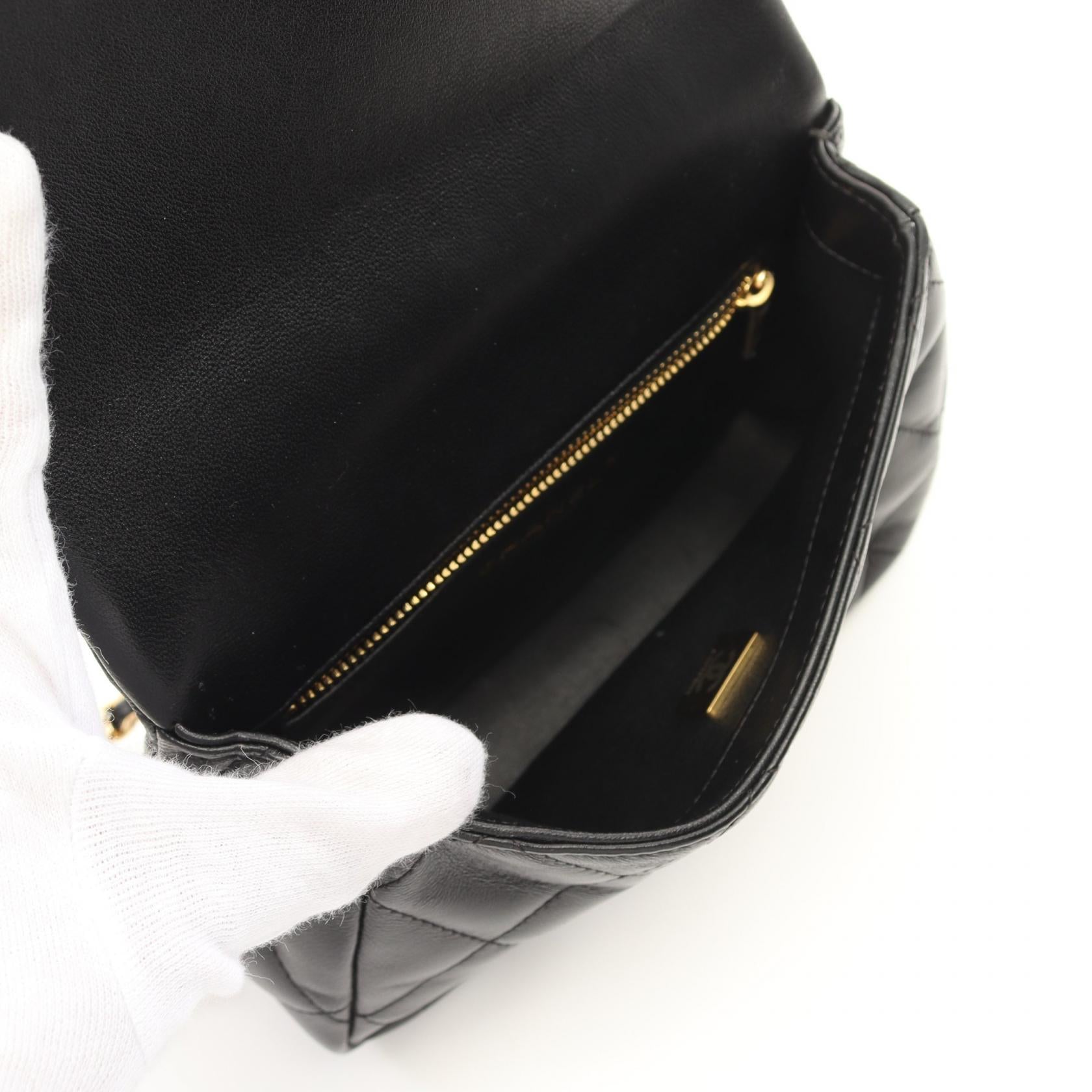 Chanel Lambskin Top Handle Shoulder Bag Black