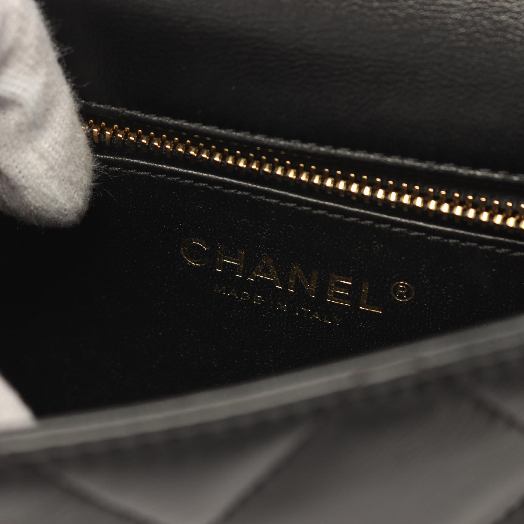 Chanel Lambskin Top Handle Shoulder Bag Black