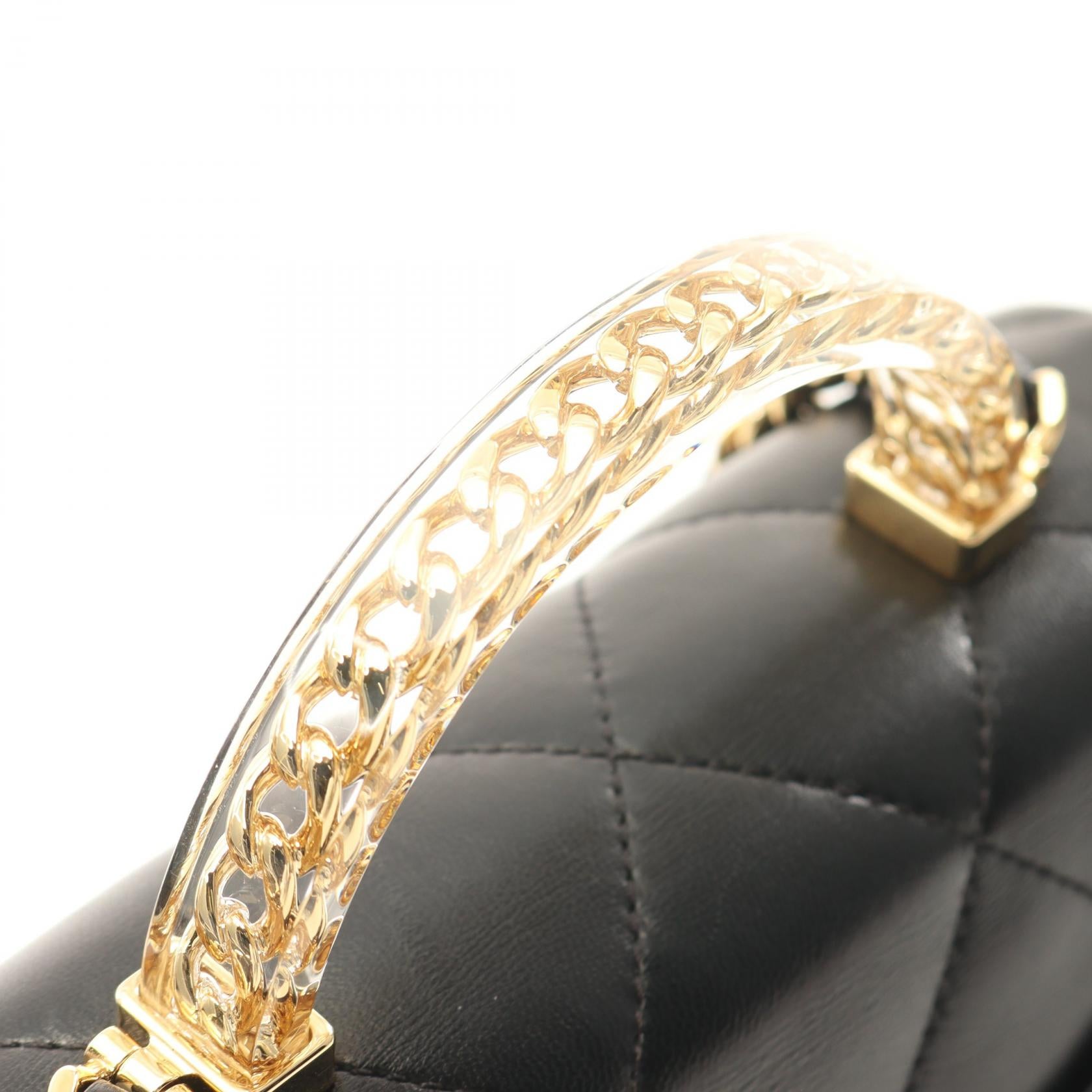 Chanel Lambskin Top Handle Shoulder Bag Black