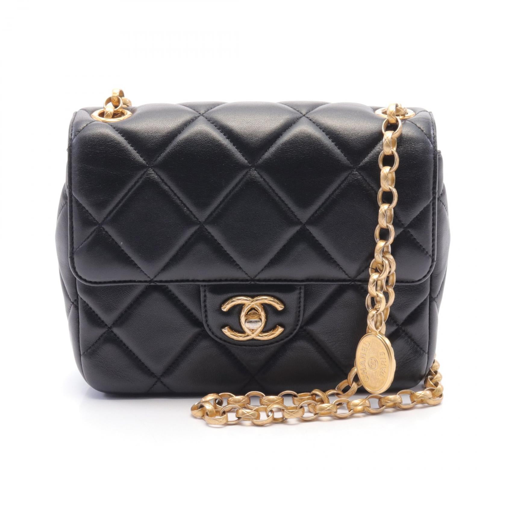 Chanel Lambskin Matelasse Shoulder Bag Black