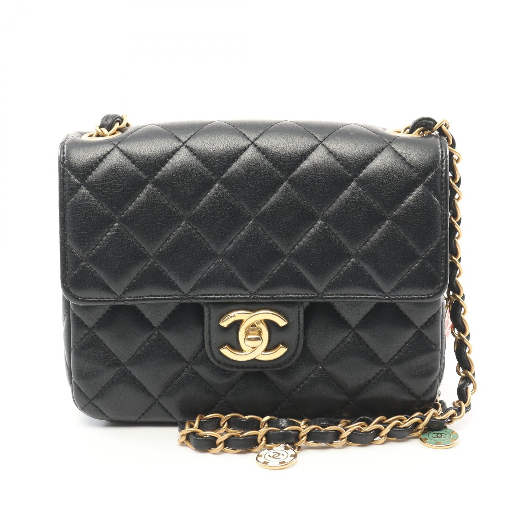 Chanel Mini Matelasse Lambskin Shoulder Bag Black