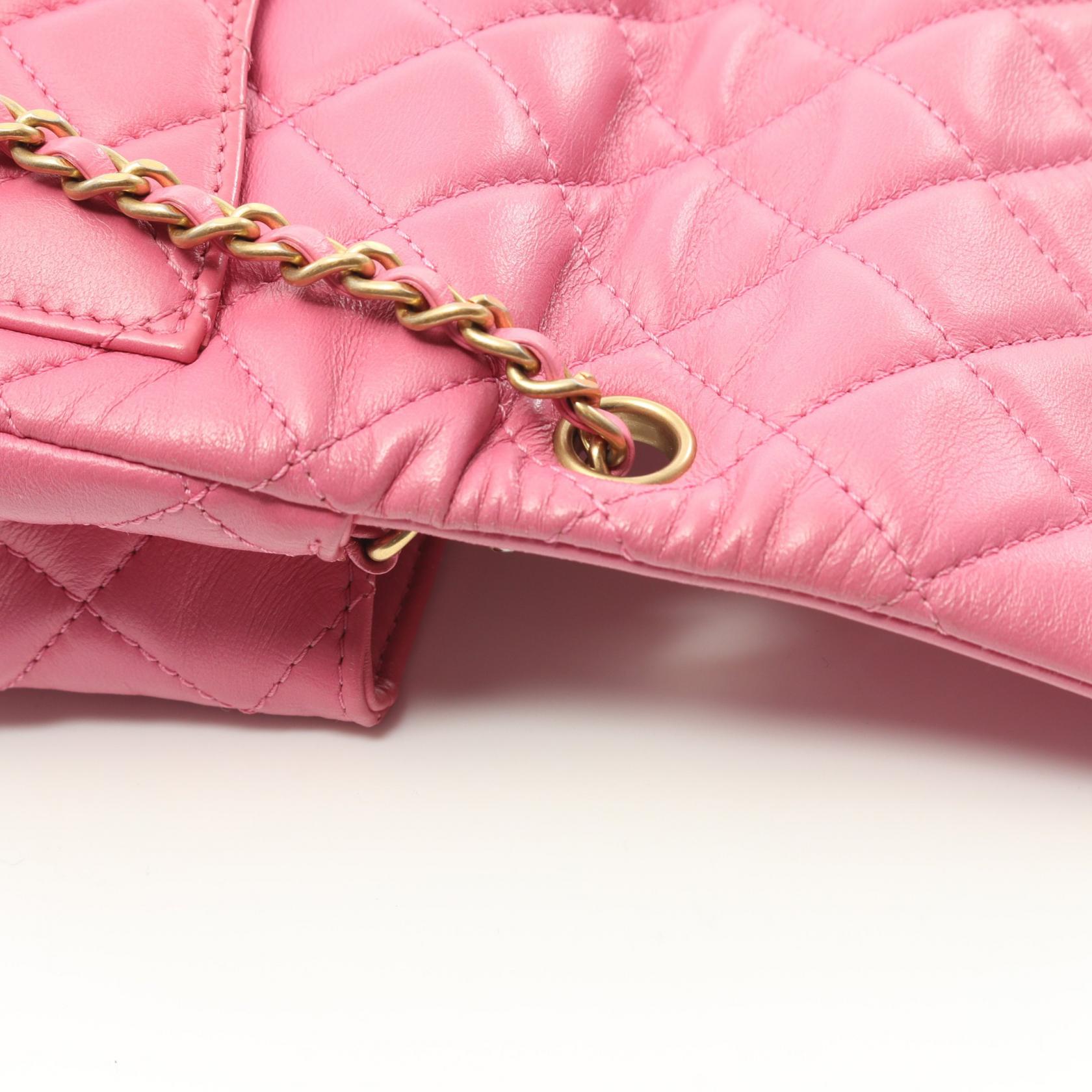 Chanel Lambskin Matelasse Shoulder Bag Pink