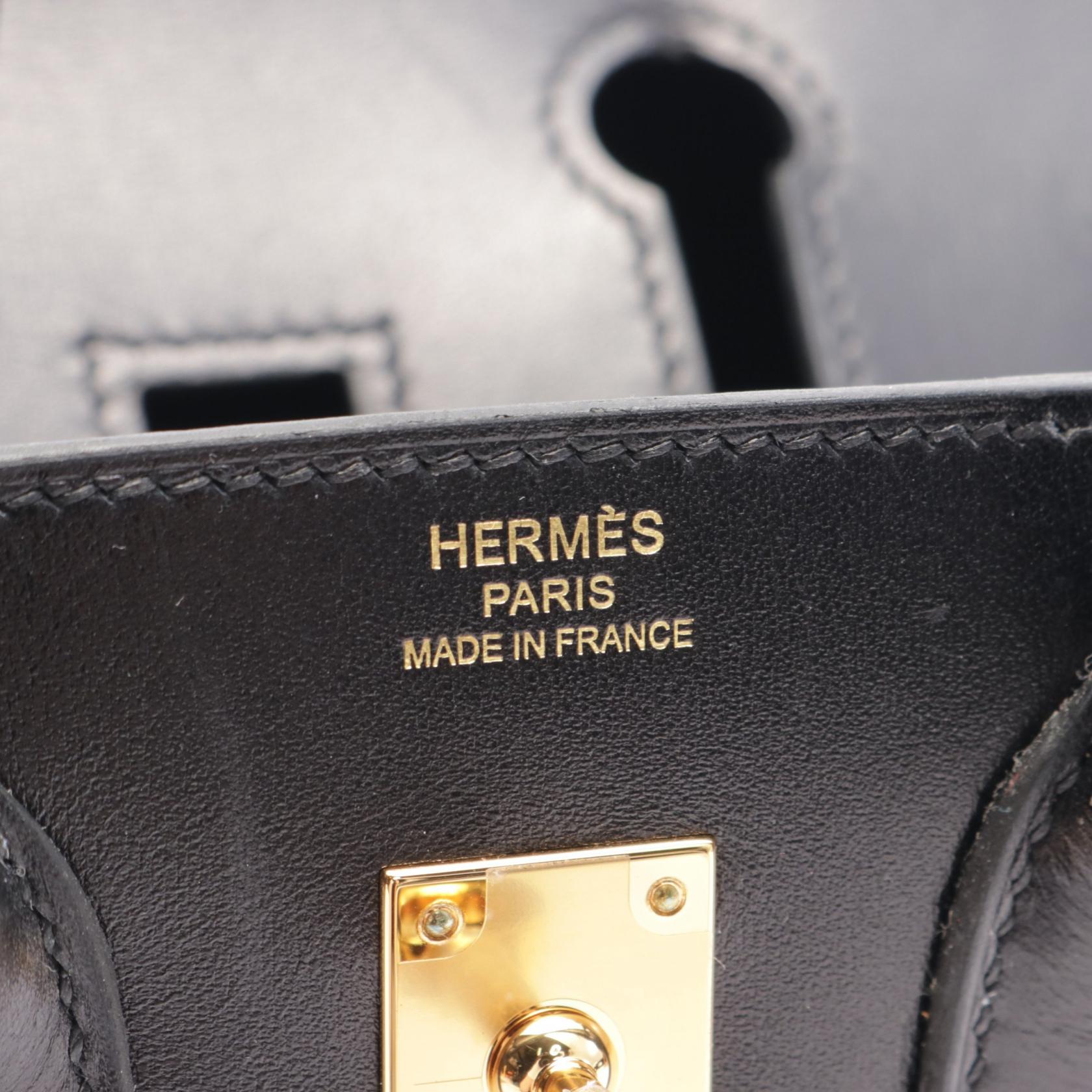 Hermes Birkin Sellier 25 Handbag Black Leather