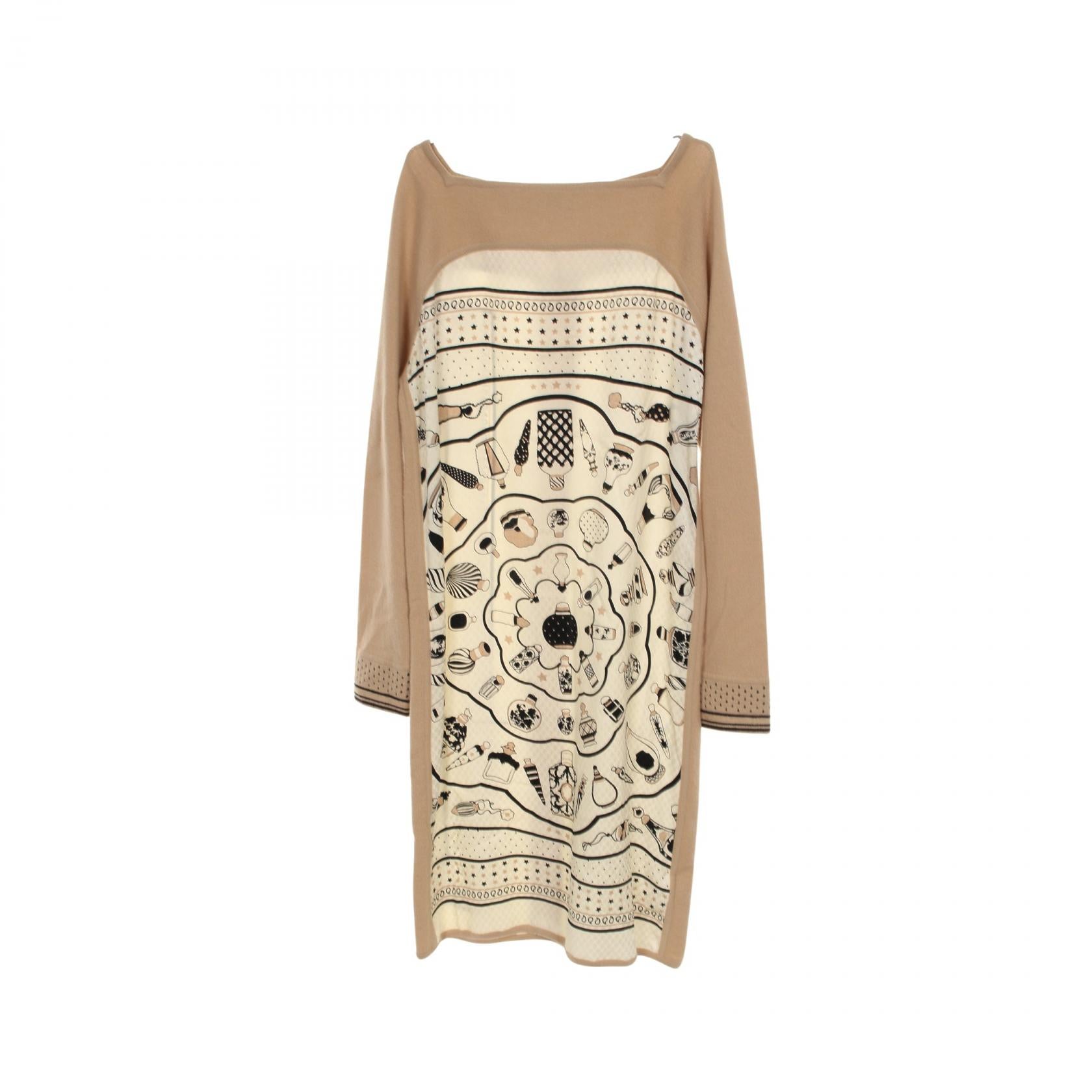 Hermes Twillene Les flacons Bandana silk wool cashmere dress