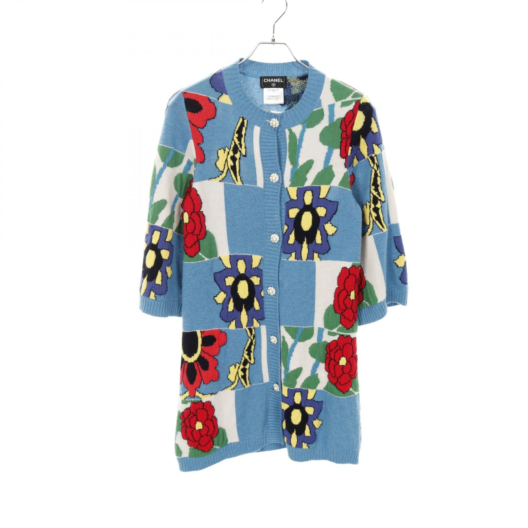 CHANEL Floral Cashmere Cardigan