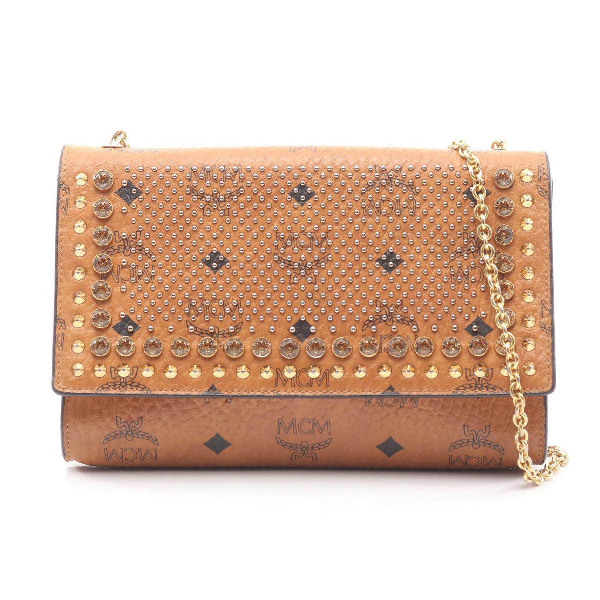 MCM Visetos Bijou Studs PVC Coated Canvas Shoulder Bag