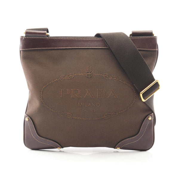 Prada Canvas Leather Shoulder Bag