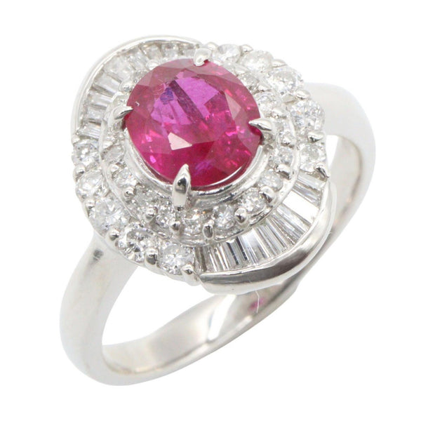 Platinum Diamond Ruby Ring