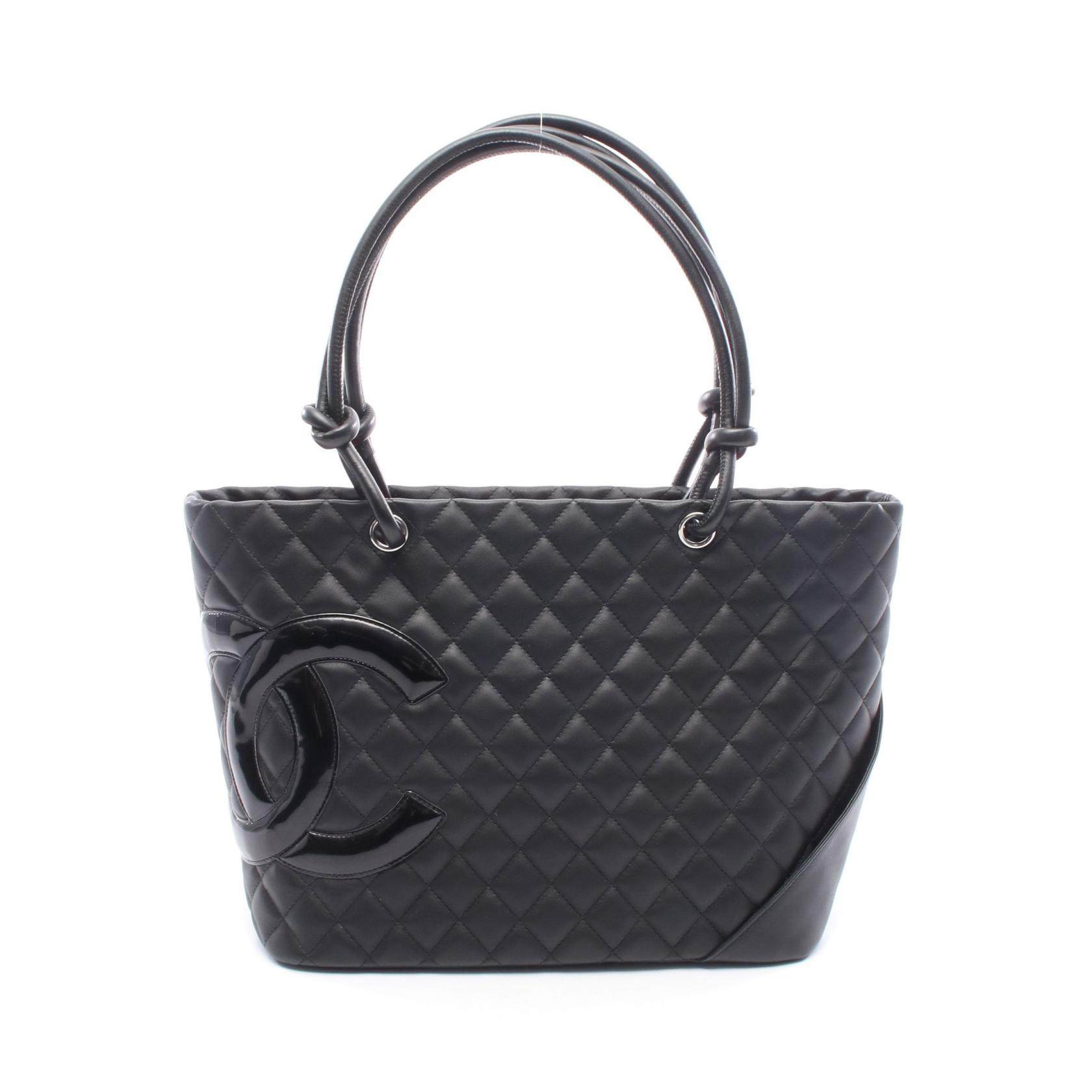 CHANEL Cambon Line Patent Leather Tote Bag