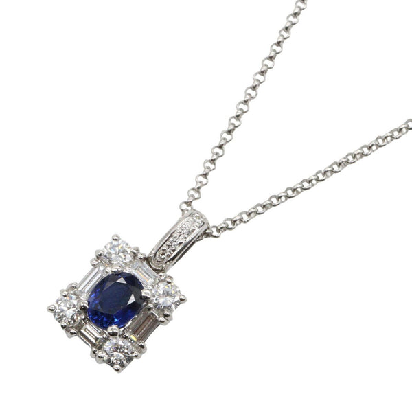 JEWELRY Platinum Sapphire Diamond Necklace