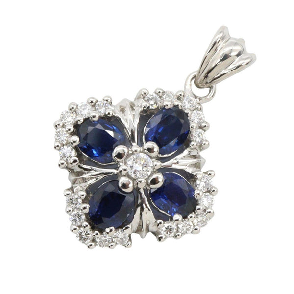JEWELRY Pt900 Platinum Sapphire Diamond Pendant