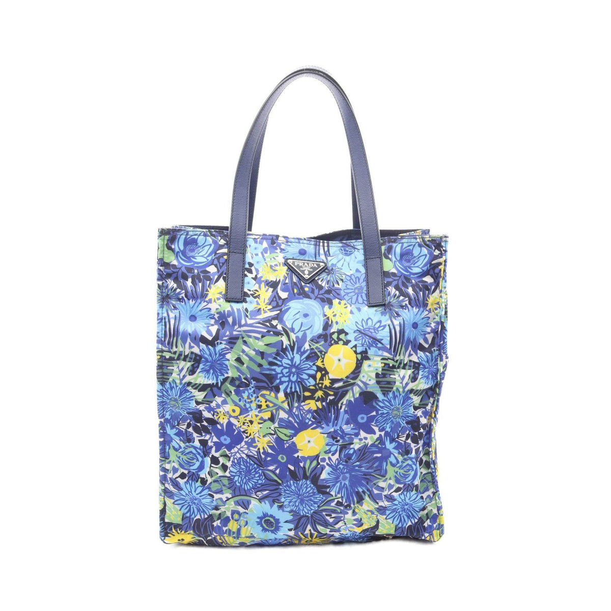 Prada TESSUTO STAMPATO Nylon Saffiano Leather Tote Bag