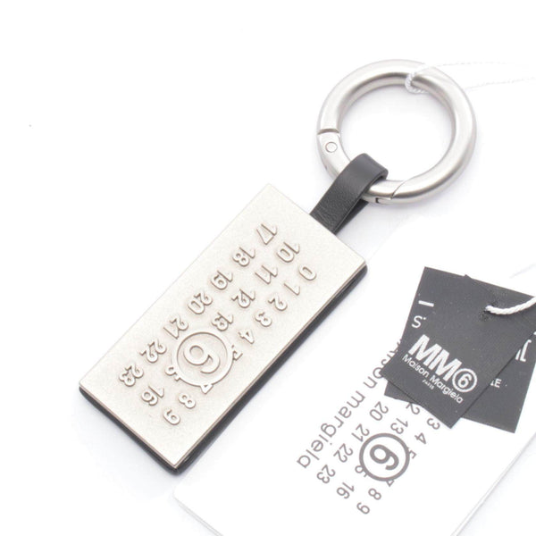 MM6 Numeric Tag Leather Metal Charm