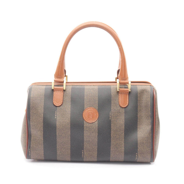 FENDI Pequin PVC Coated Canvas Leather Handbag