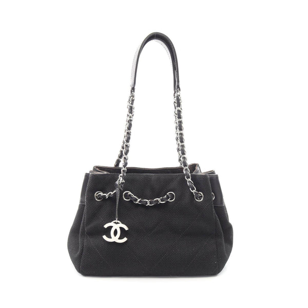 Chanel V Stitch Canvas Leather Shoulder Bag