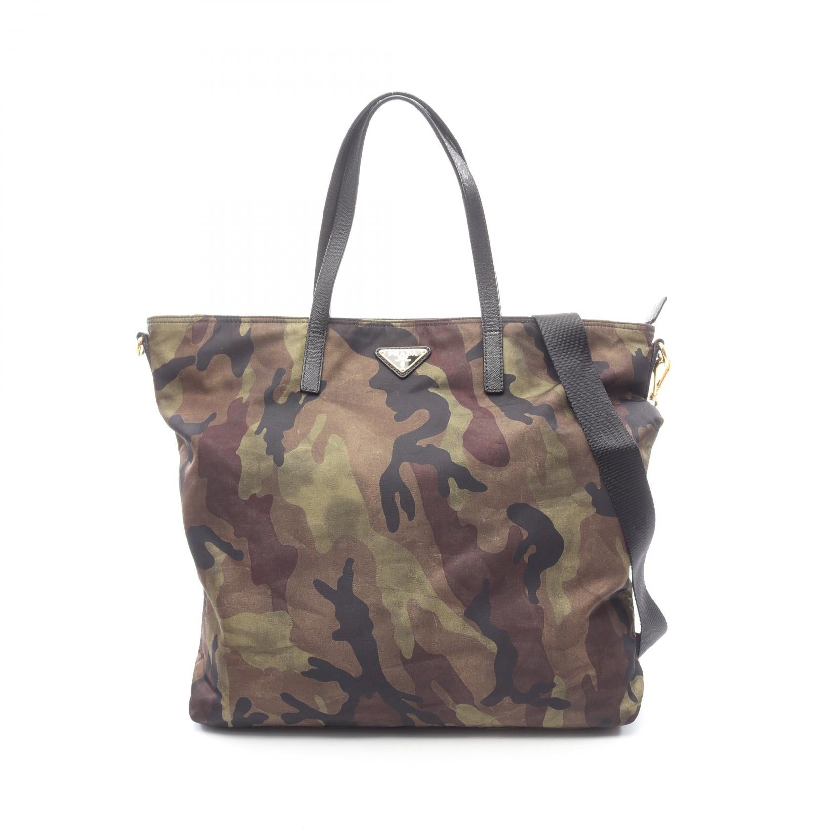 PRADA Camouflage Nylon Saffiano Leather 2way Tote Bag
