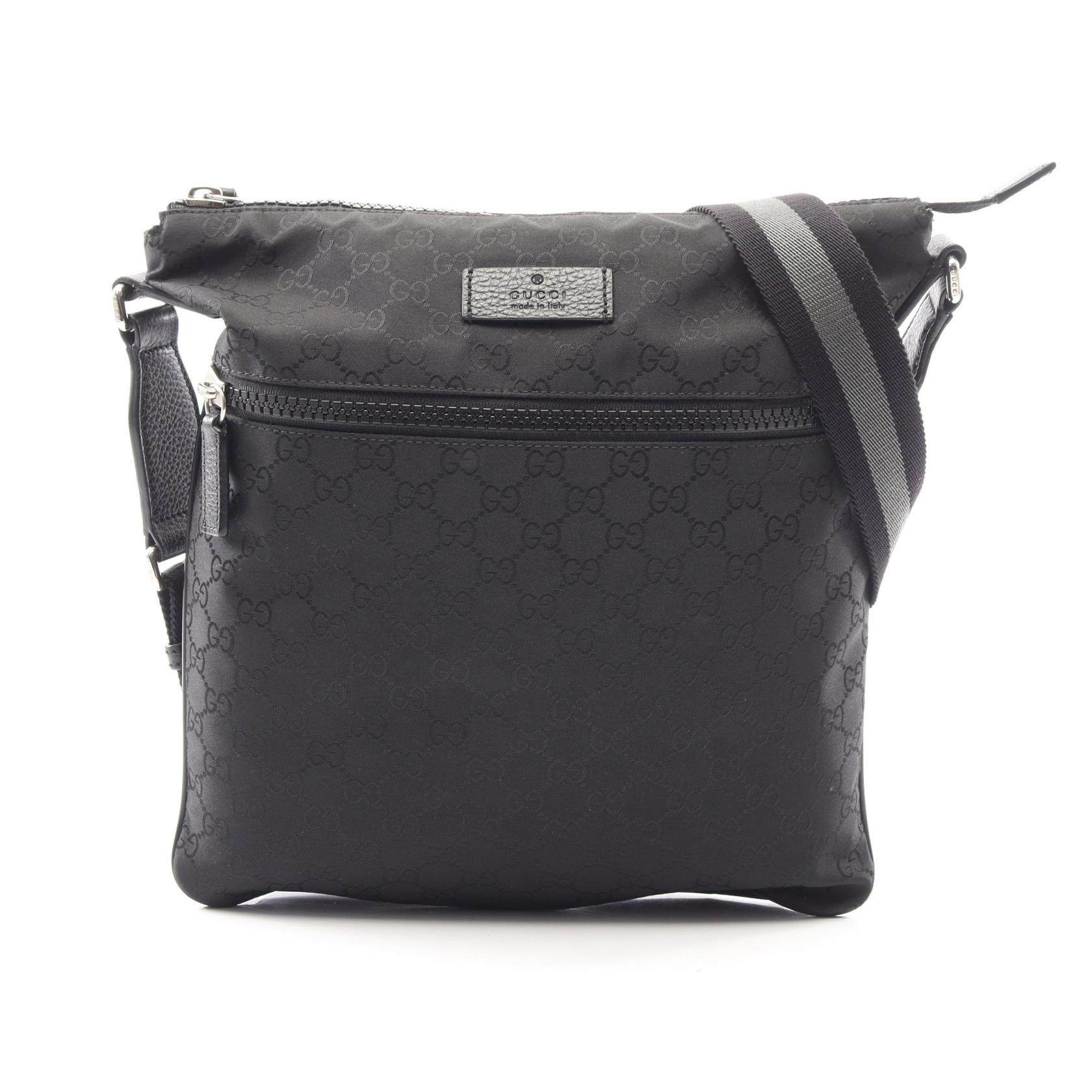 Gucci GG Nylon Canvas Leather Shoulder Bag