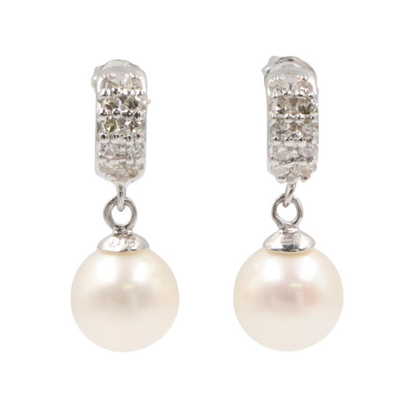 Jewelry Freshwater Pearl Diamond Pt900 Platinum Earrings