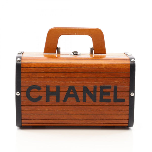 CHANEL Coco Mark Leather Wood Handbag